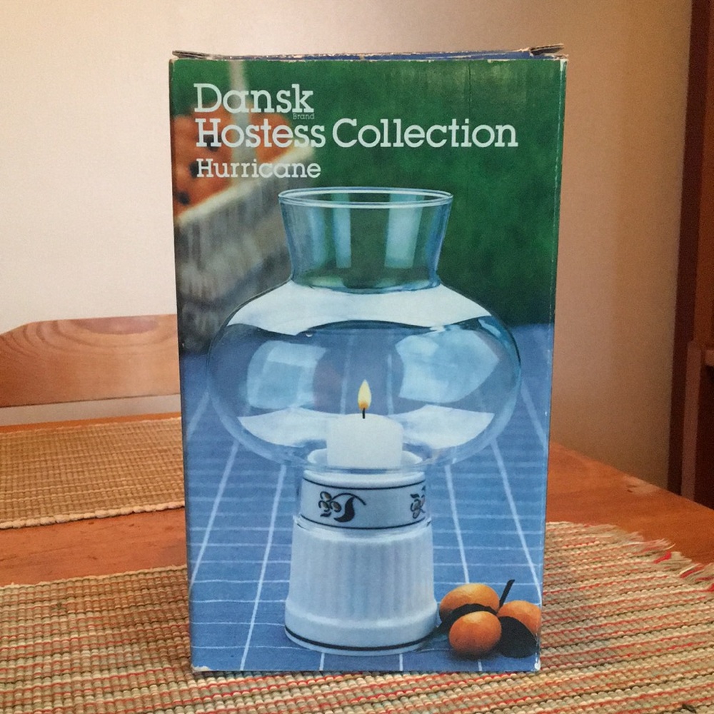 VINTAGE DANSK HOSTESS COLLECTION HURRICANE/CANDLE HOLDER IN ORIGINAL BOX